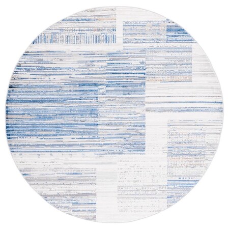 Safavieh 6 ft. 7 in. x 6 ft. 7 in. Shivan Round Power Loomed Rug; Ivory & Blue SHV198M-7R